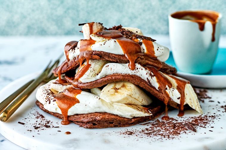 Choc banoffee pancakes Easter Brunch Ideas