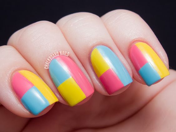 Spring color blocking manicure